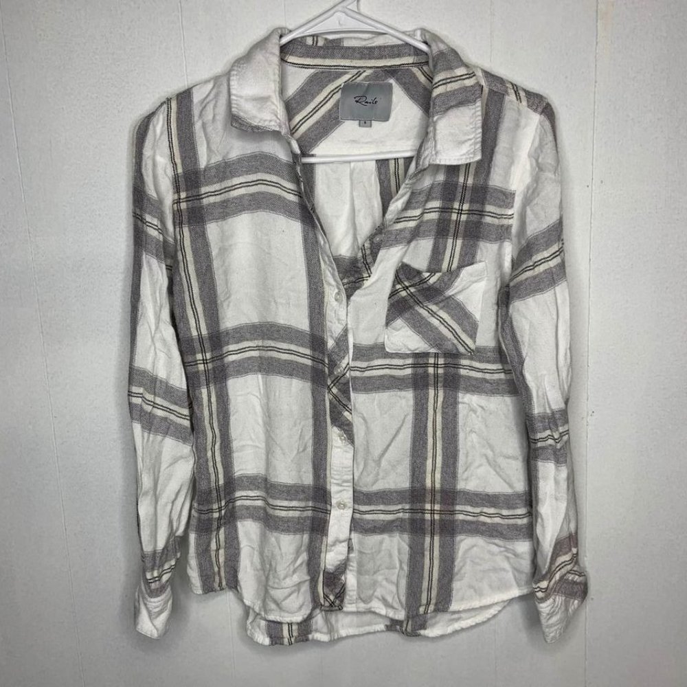 Rails white flannel plaid button up shirt small